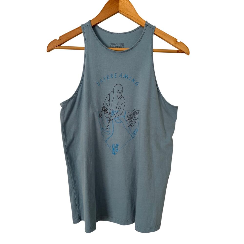 Patagonia Blue Racerback Tank "Day Dreaming" Organic Cotton Gorpcore Size S
